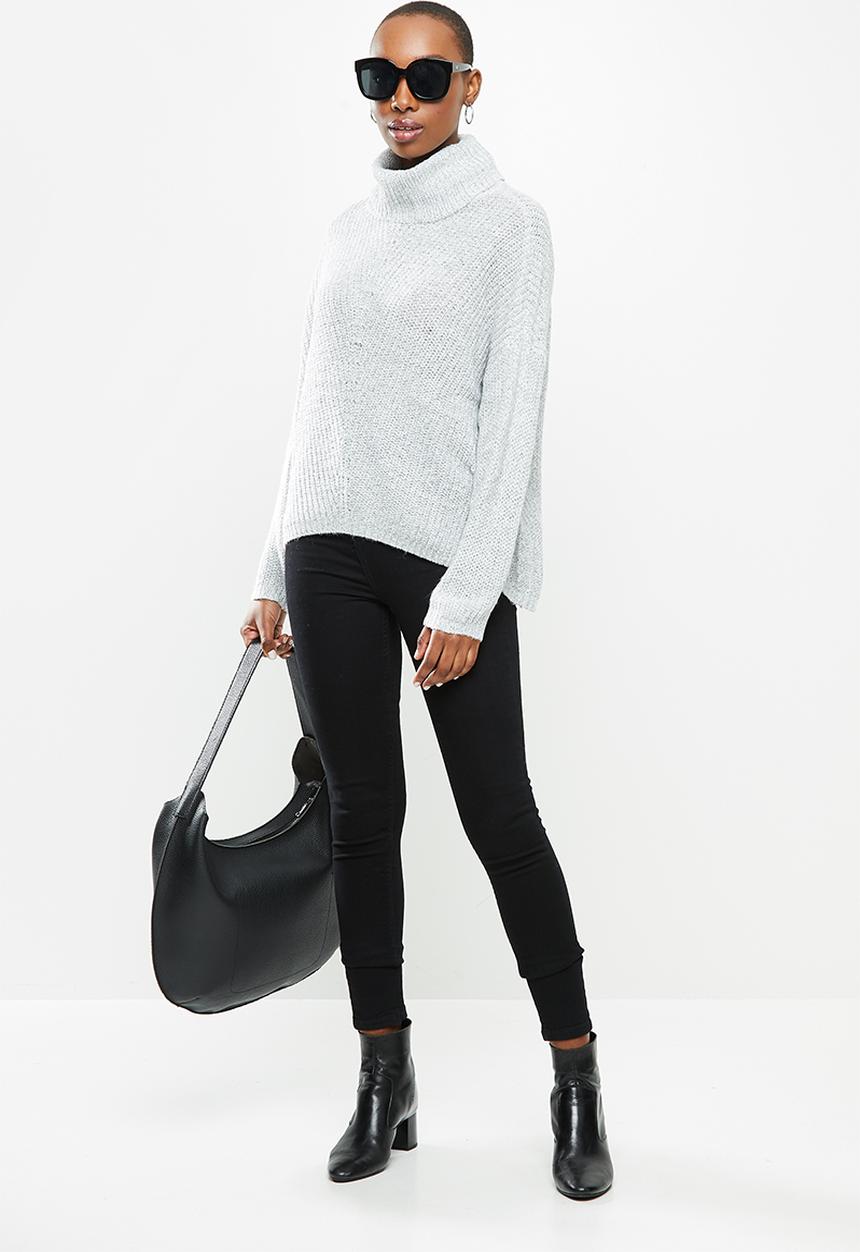 Jacqueline de Yong - Nageem Megan long sleeve roll neck pull knit - grey 