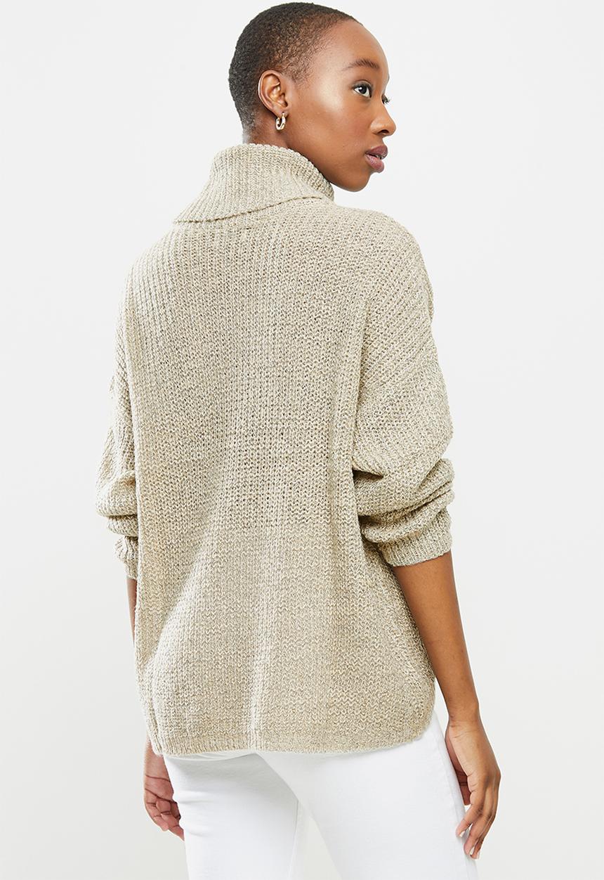 Jacqueline de Yong - Nageem Megan long sleeve roll neck pull knit - beige