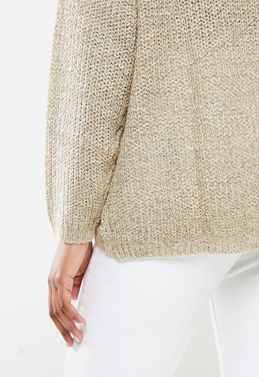 Jacqueline de Yong - Nageem Megan long sleeve roll neck pull knit - beige