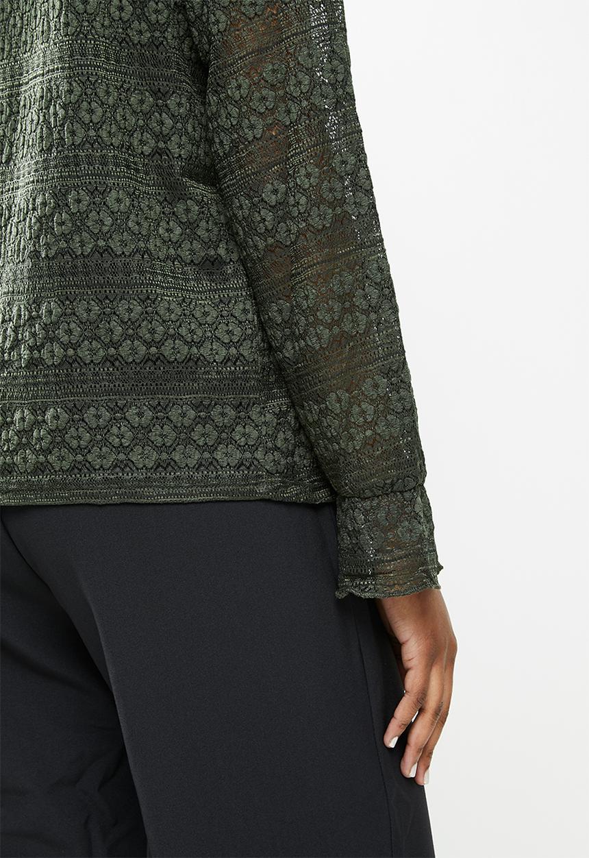 Jacqueline de Yong - Madelyn long sleeve smock top - olive 