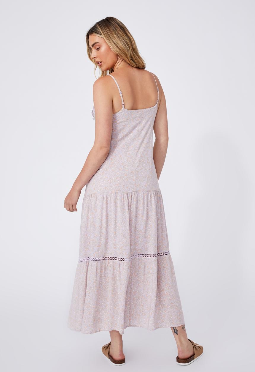 Cotton On - Woven becky strappy ruffle maxi dress - ashlee ditsy lilac bloom
