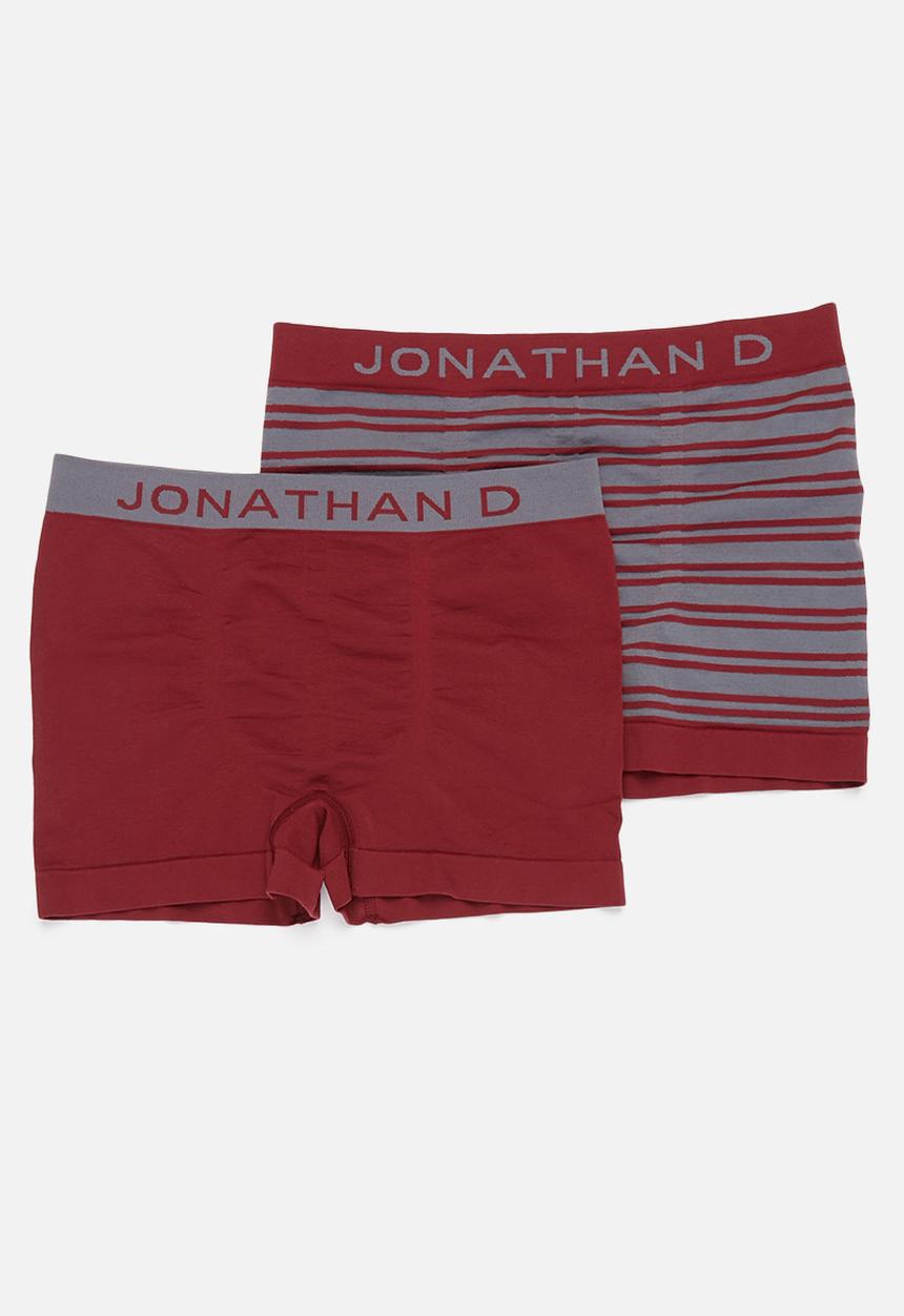 Jonathan D - Men's 2-pack seamless briefs - burgundy & grey 