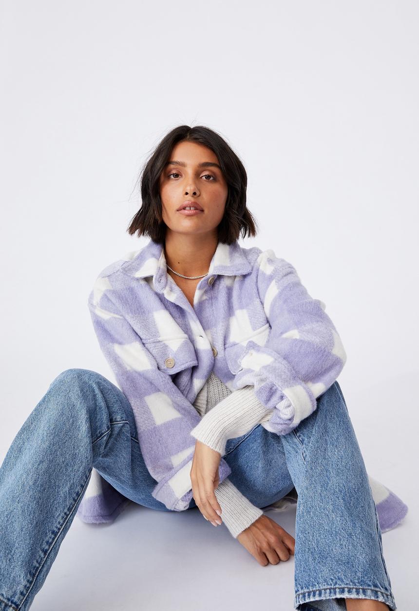 Cotton On - The shacket - lila check
