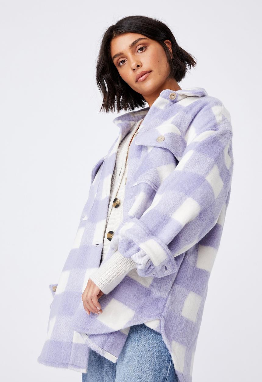 Cotton On - The shacket - lila check