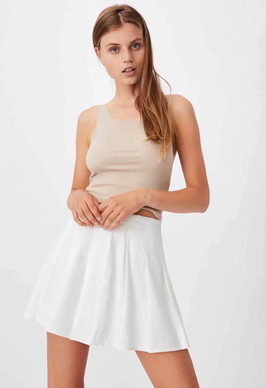 Cotton On - Pleated tennis mini skirt - white