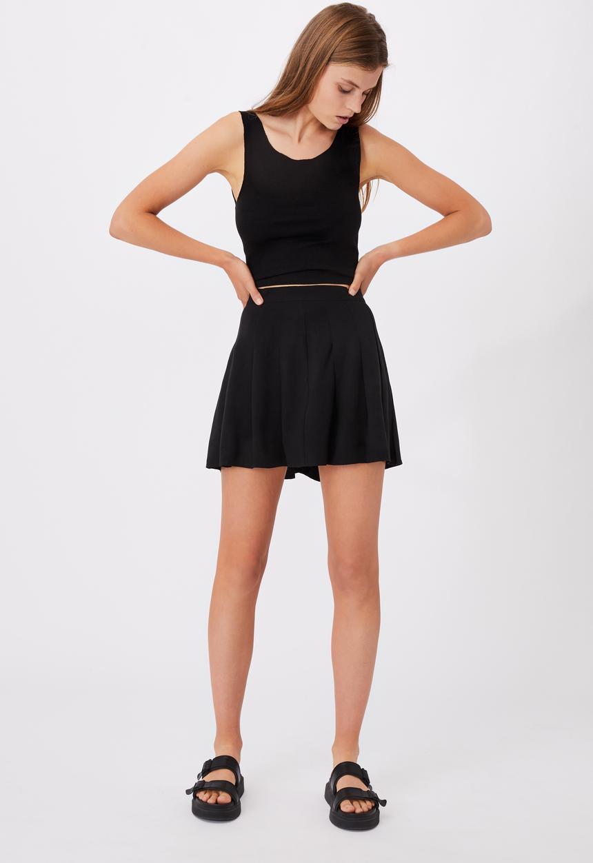 Cotton On - Pleated tennis mini skirt - black