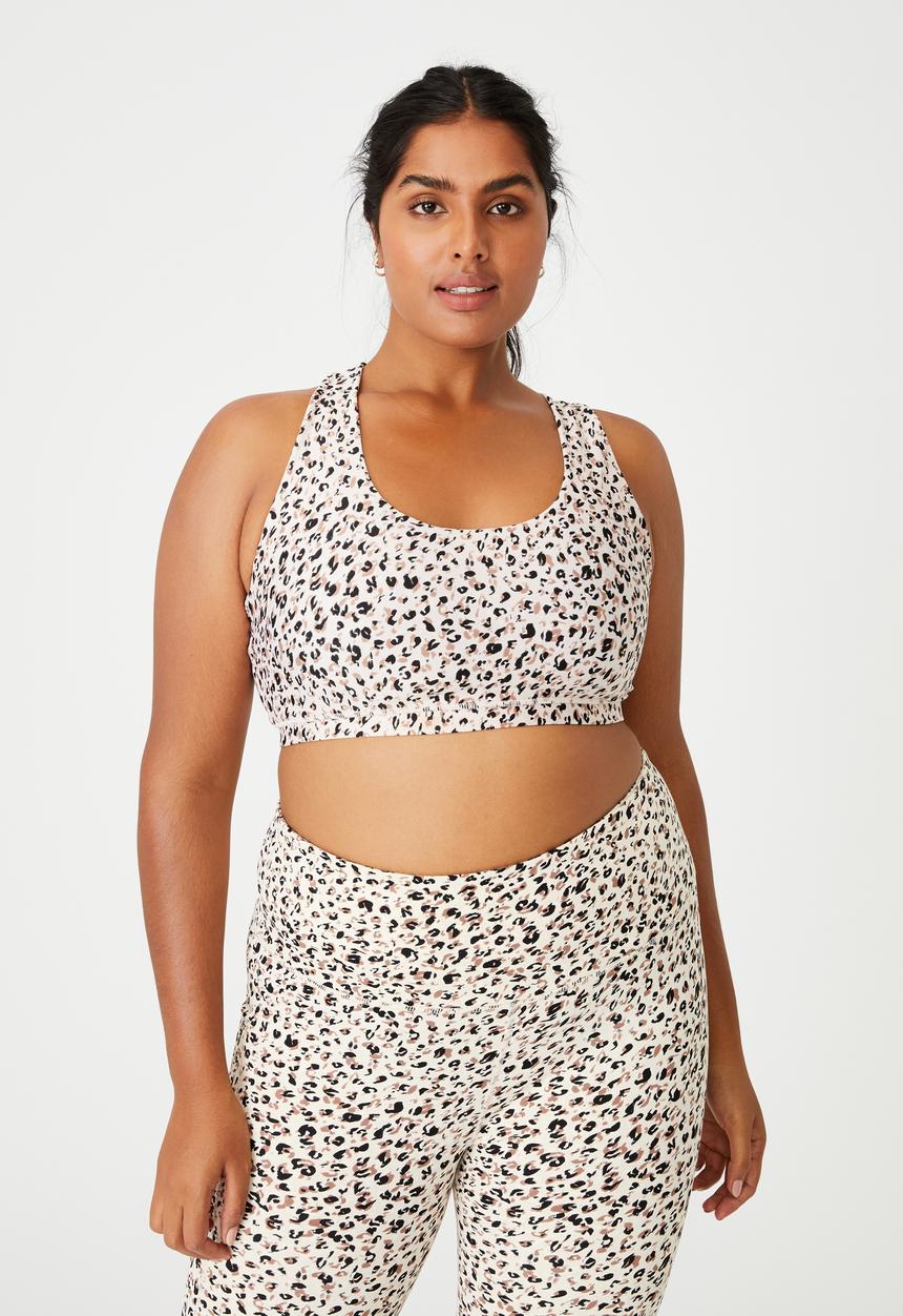 Cotton On - Curve strappy sports crop - blooming leopard