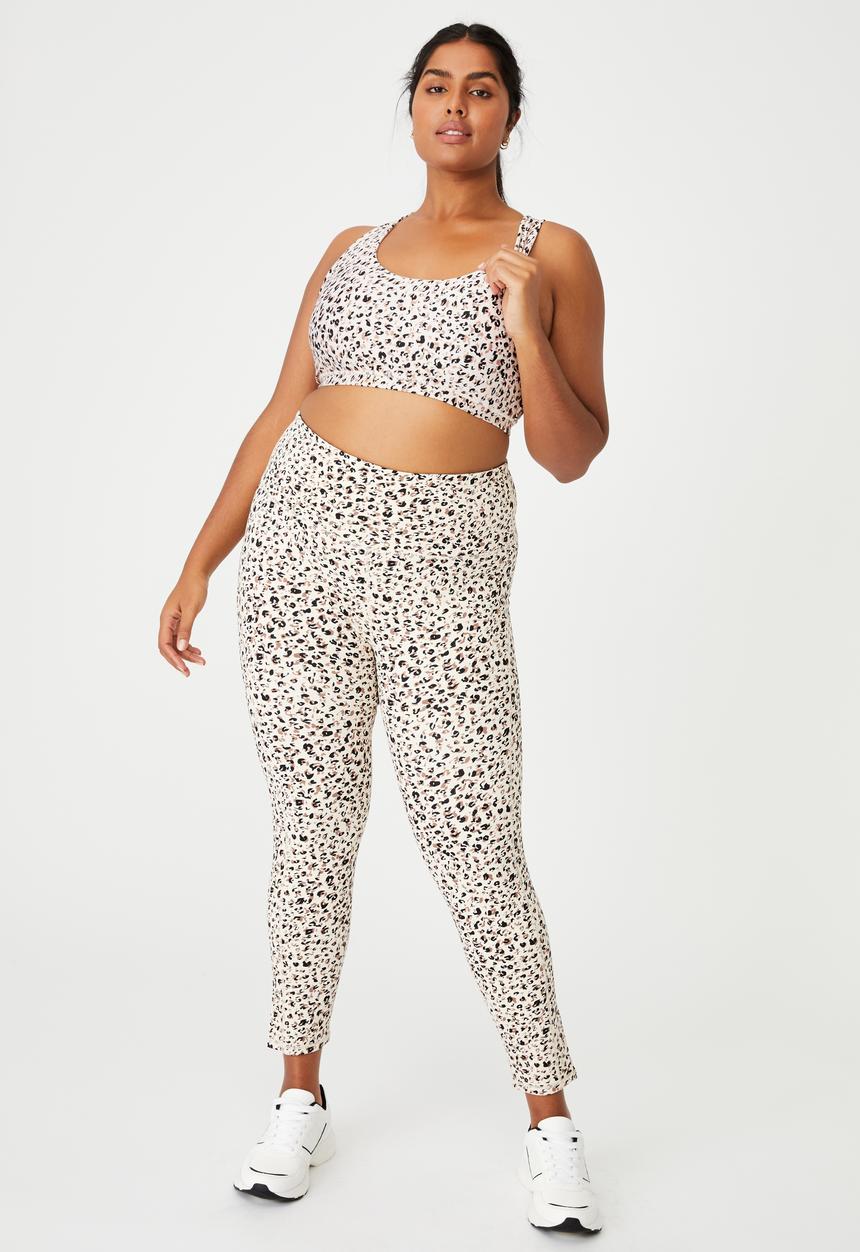 Cotton On - Curve strappy sports crop - blooming leopard