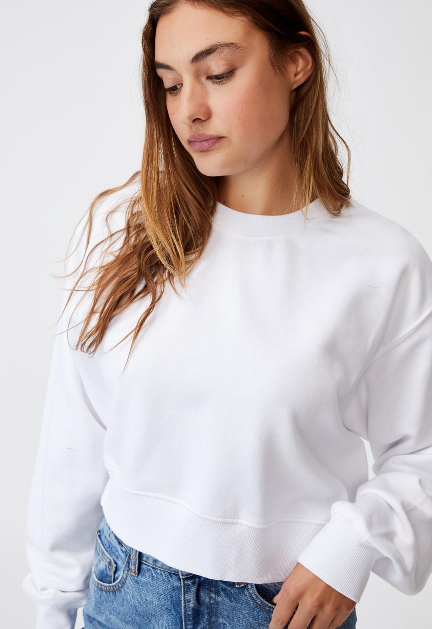 Cotton On - Classic cropped crew - white