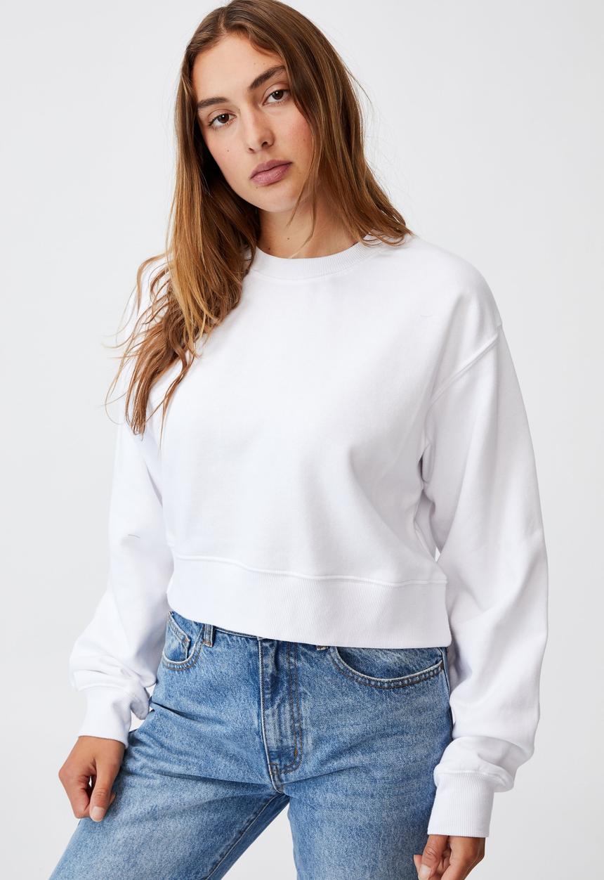 Cotton On - Classic cropped crew - white