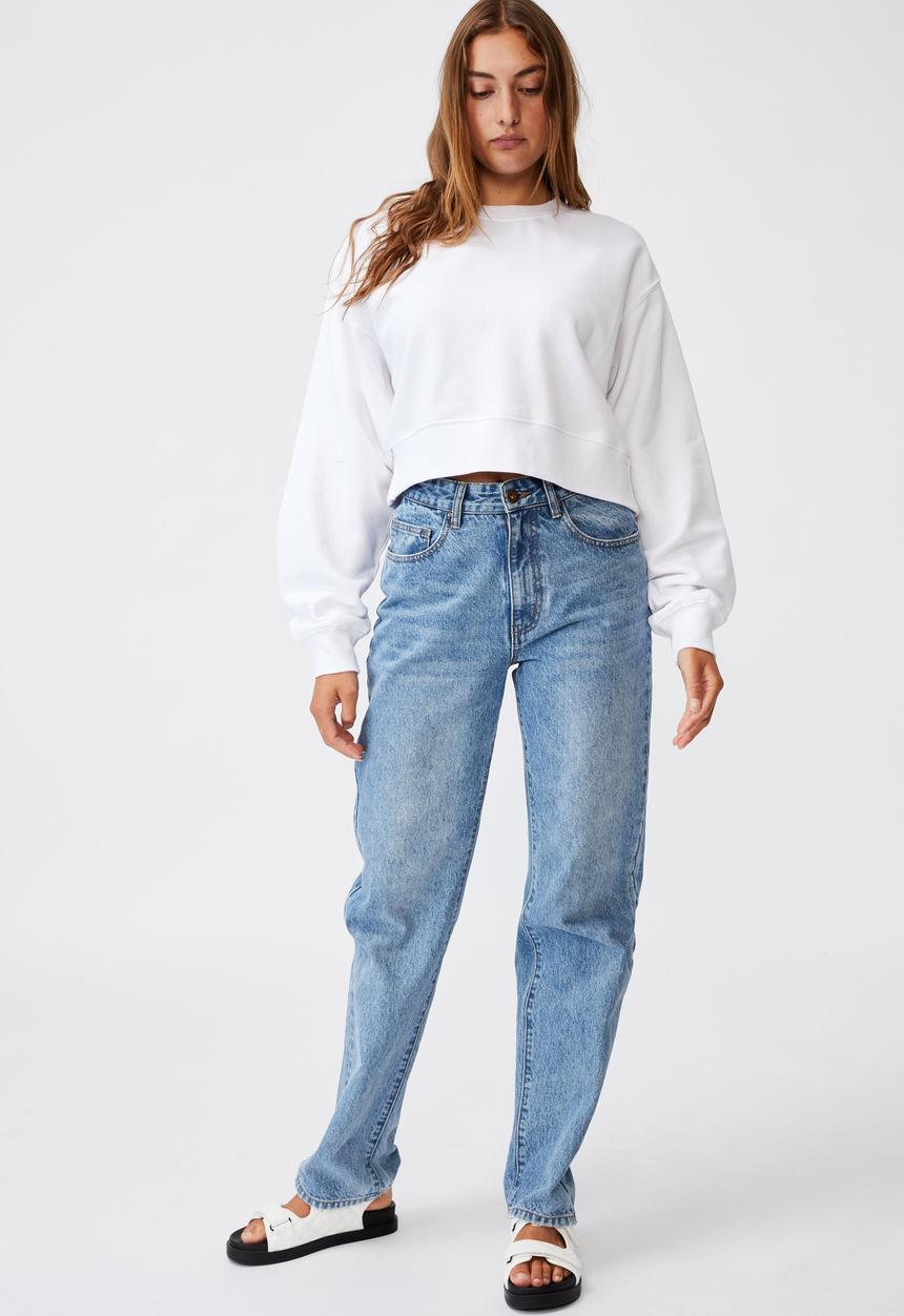 Cotton On - Classic cropped crew - white