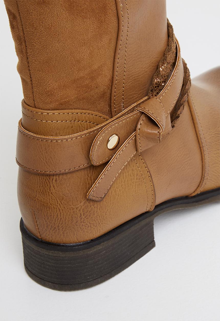 Plum - Olivi mid calf boot - tan