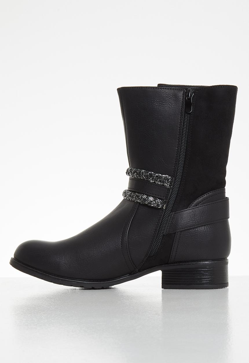 Plum - Olivi mid calf boot - black