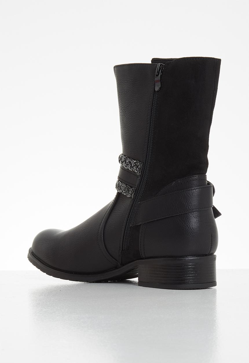 Plum - Olivi mid calf boot - black