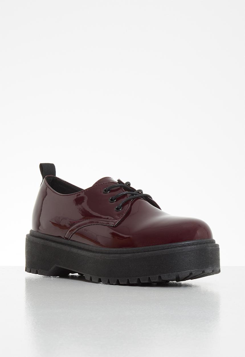 Plum - Thuli lug sole lace up shoe - burgundy