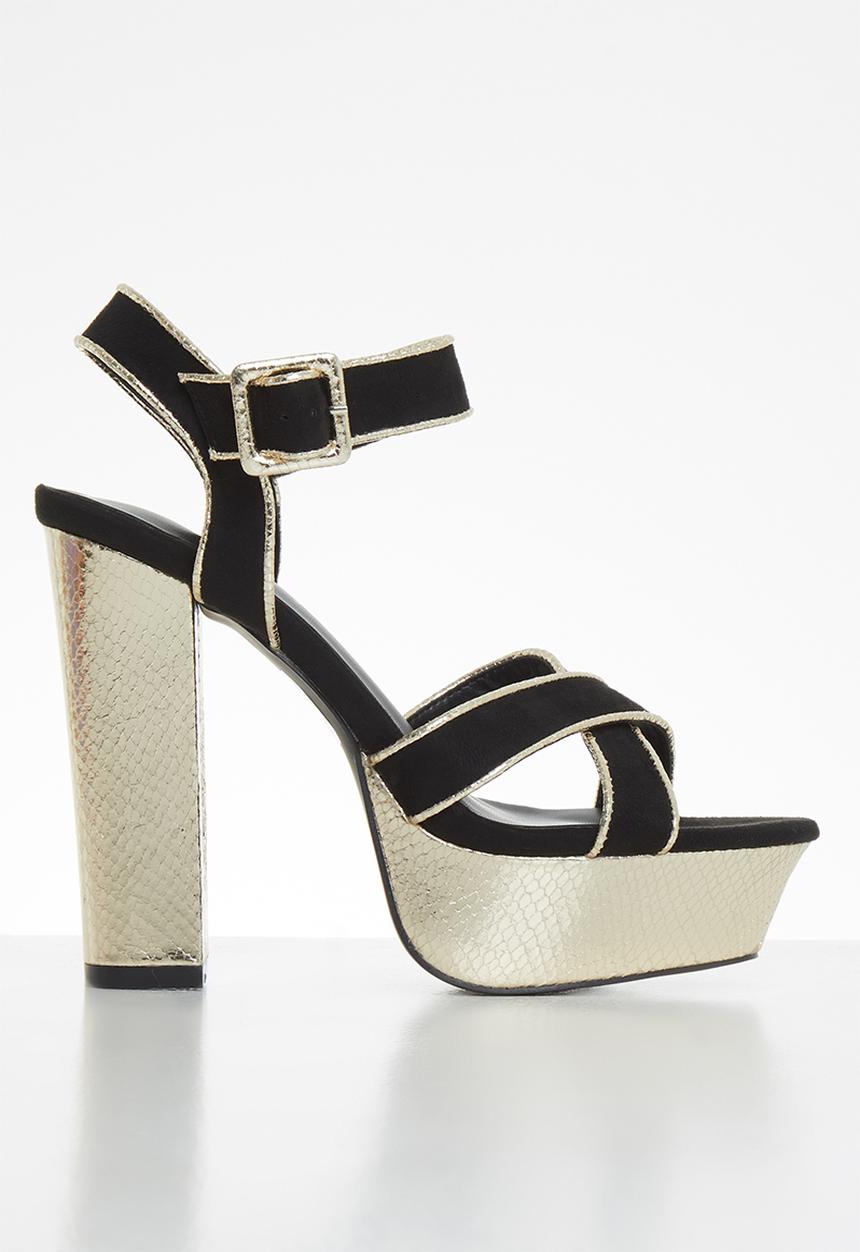 SISSY BOY - Heeled sandals fashioned heel - black and gold