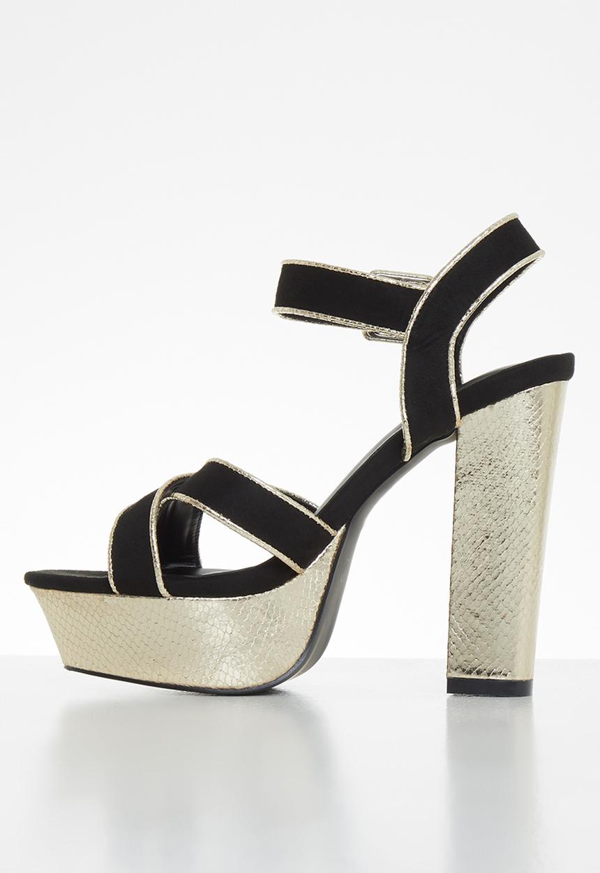 SISSY BOY - Heeled sandals fashioned heel - black and gold
