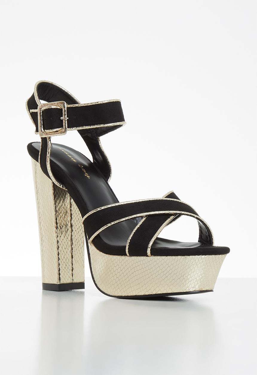 SISSY BOY - Heeled sandals fashioned heel - black and gold