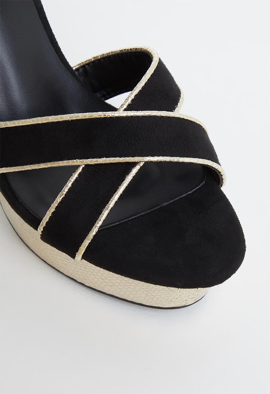 SISSY BOY - Heeled sandals fashioned heel - black and gold