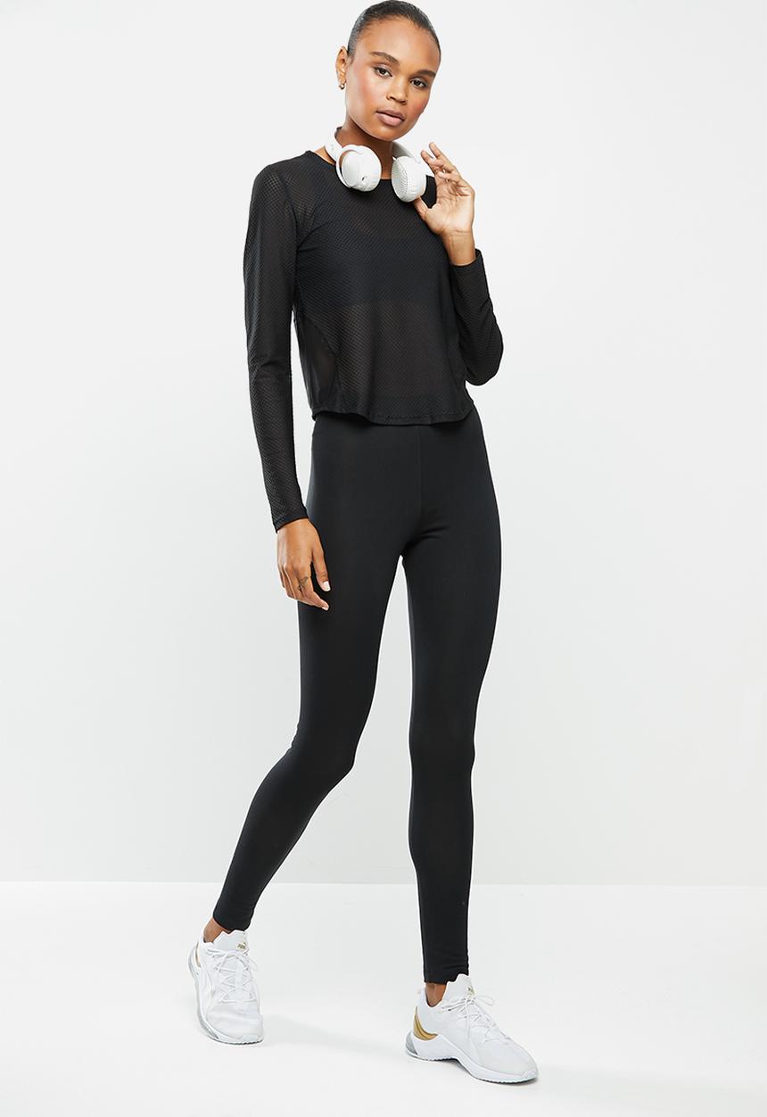 PUMA - Train mesh long sleeve crop top - black