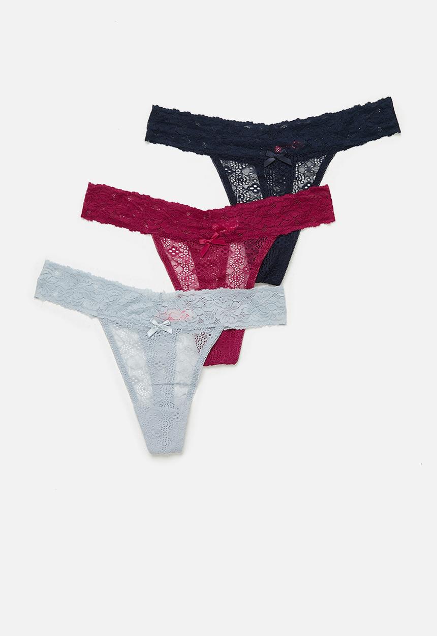 KANGOL - 3 Pack lace  thong - multi 