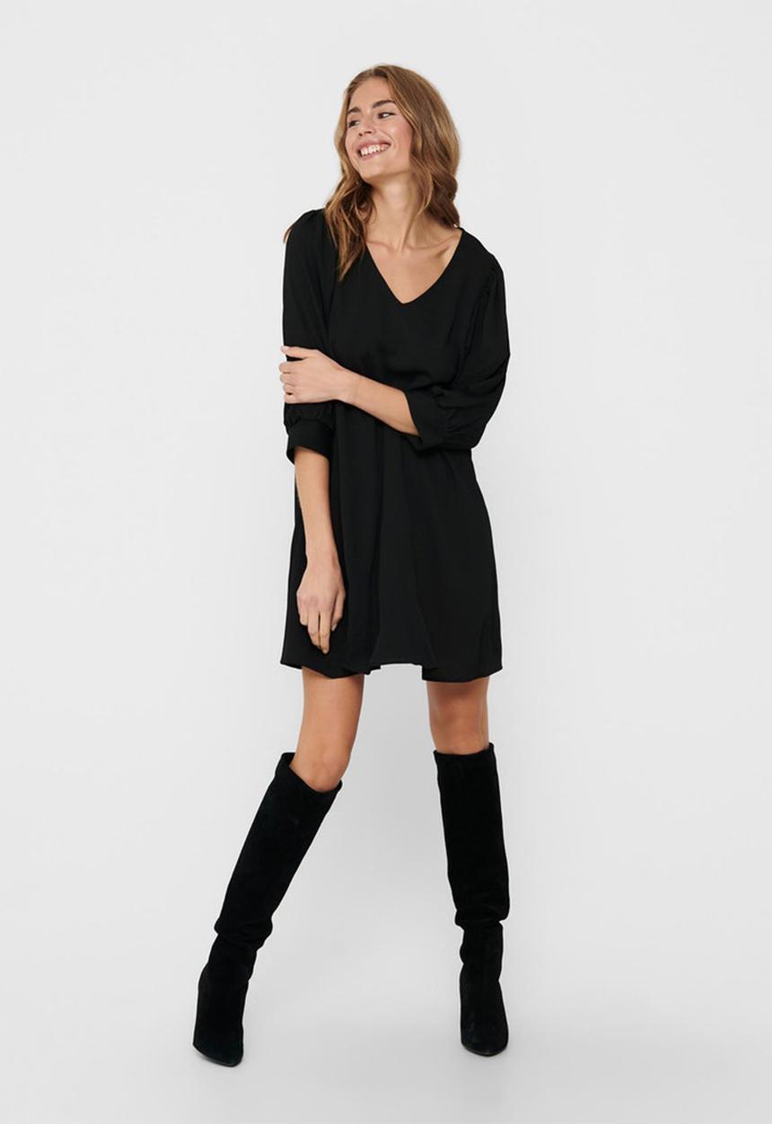 Jacqueline de Yong - Sally puff sleeve dress - black