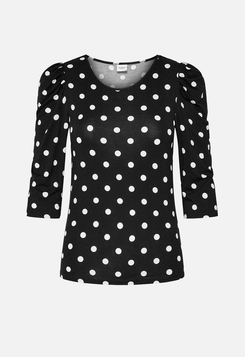 Jacqueline de Yong - Hailey dot 2/4 o-neck top - black dot