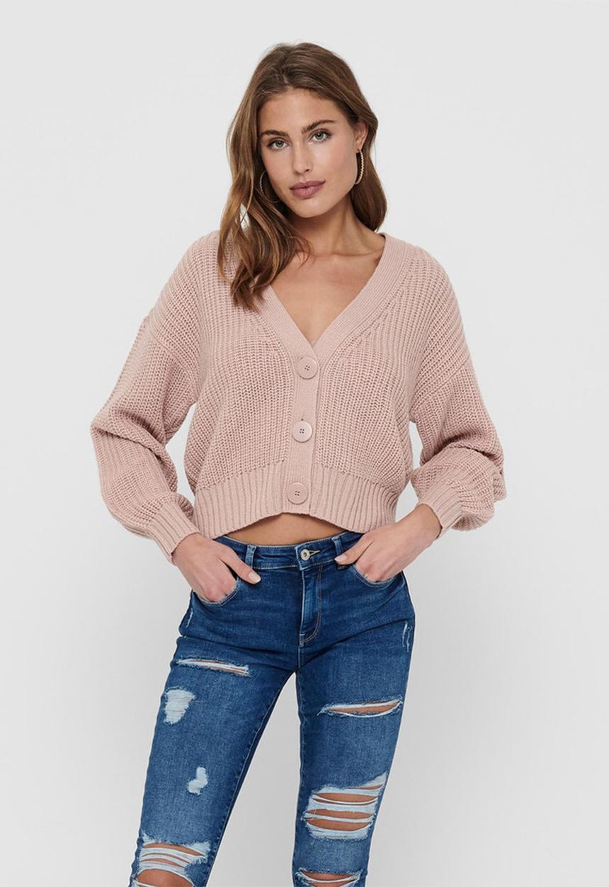 Jacqueline de Yong - Nola justy long sleeve cardigan knit - rose