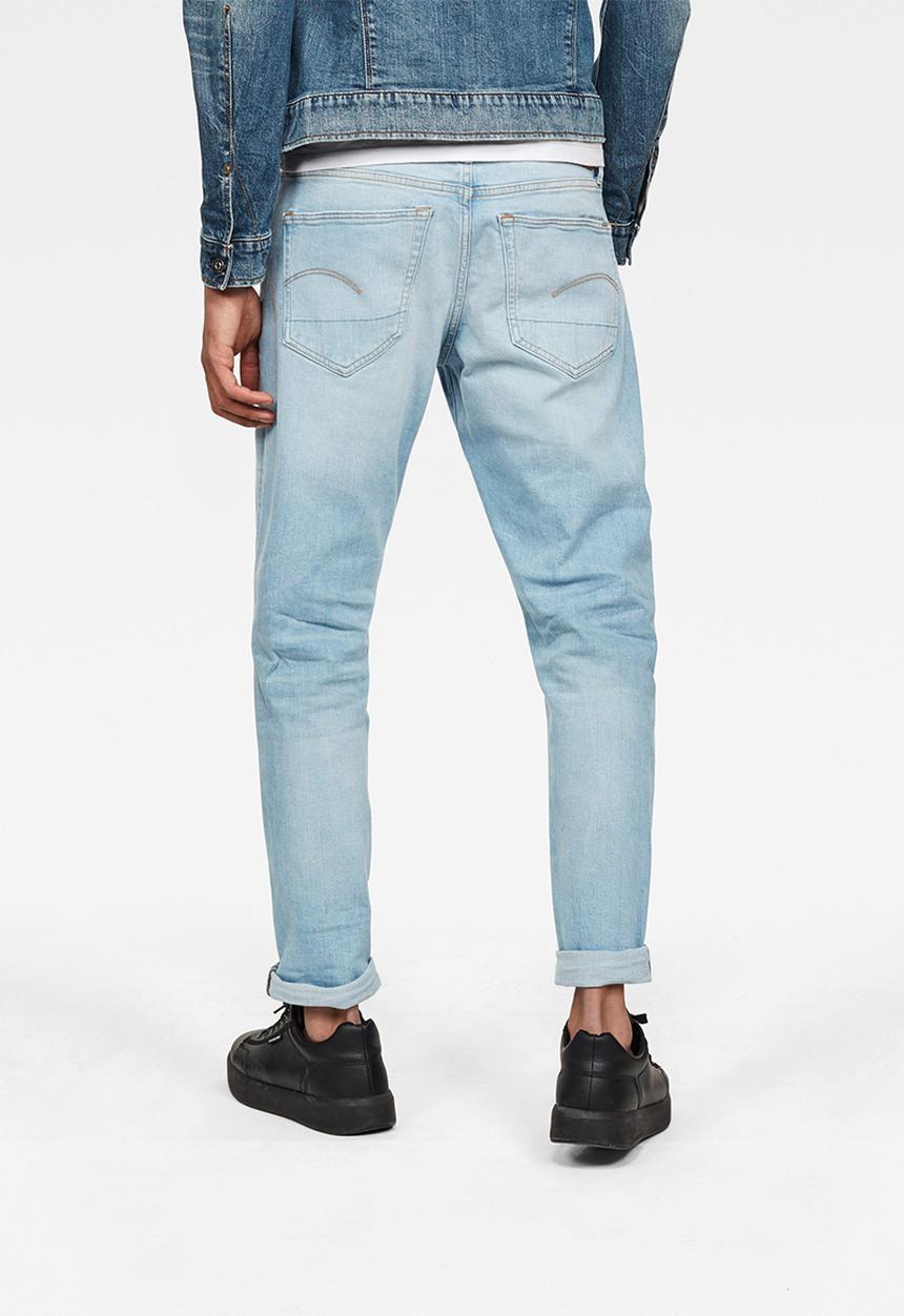 G-STAR - 3301 slim azure stretch denim - sun faded crystal blue