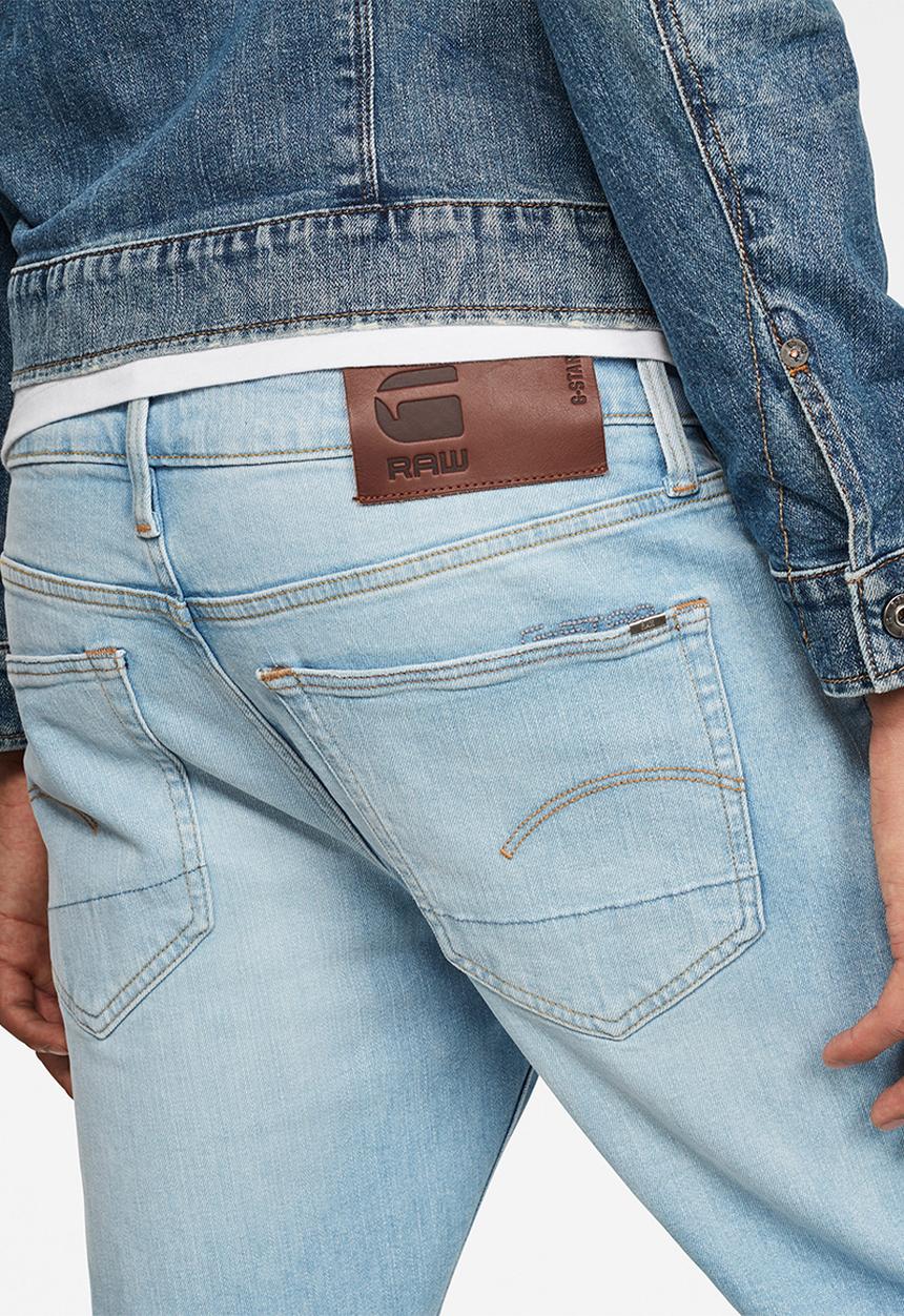 G-STAR - 3301 slim azure stretch denim - sun faded crystal blue