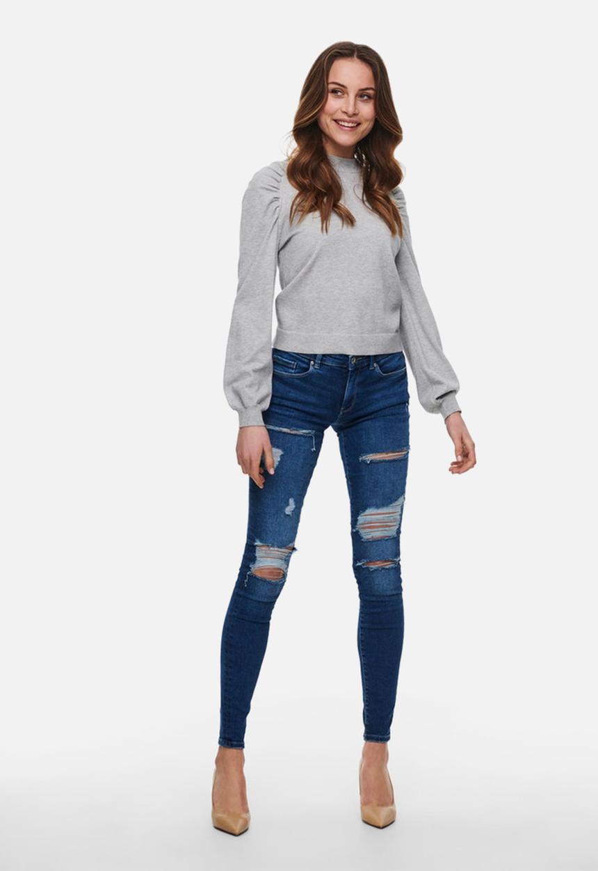 Jacqueline de Yong - Kourtney long sleeve raglan pullover knit - light grey melange