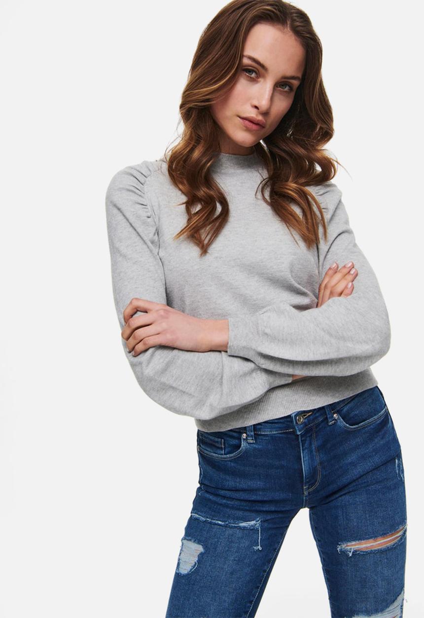 Jacqueline de Yong - Kourtney long sleeve raglan pullover knit - light grey melange
