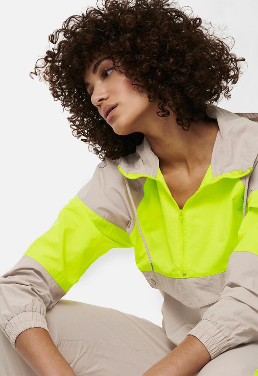 Jacqueline de Yong - Neo long sleeve anorak - chateau gray w/limeade
