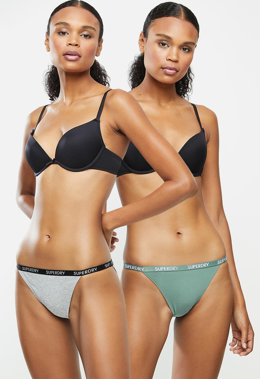 Superdry. - Harper high waist bikini brief - grey & green 