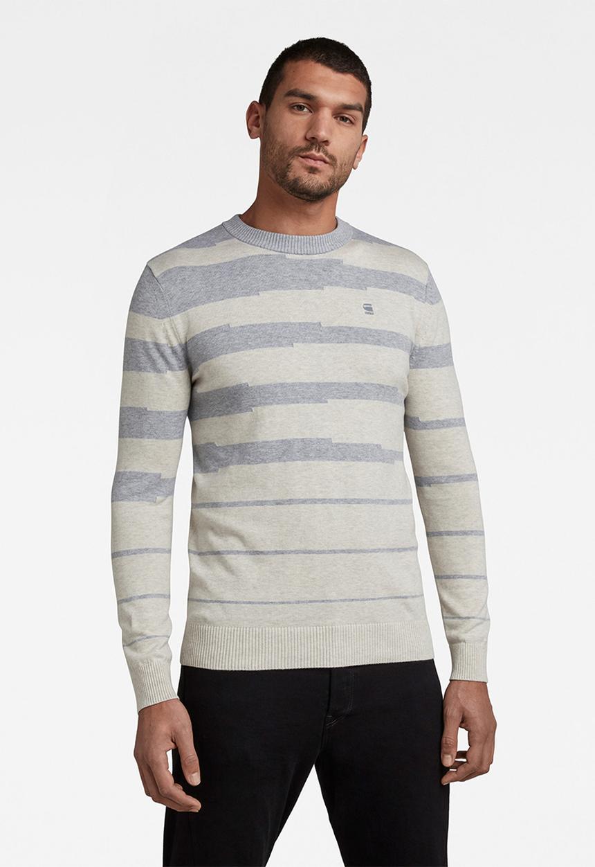 G-STAR - Broken stripe knit - grey & neutral 