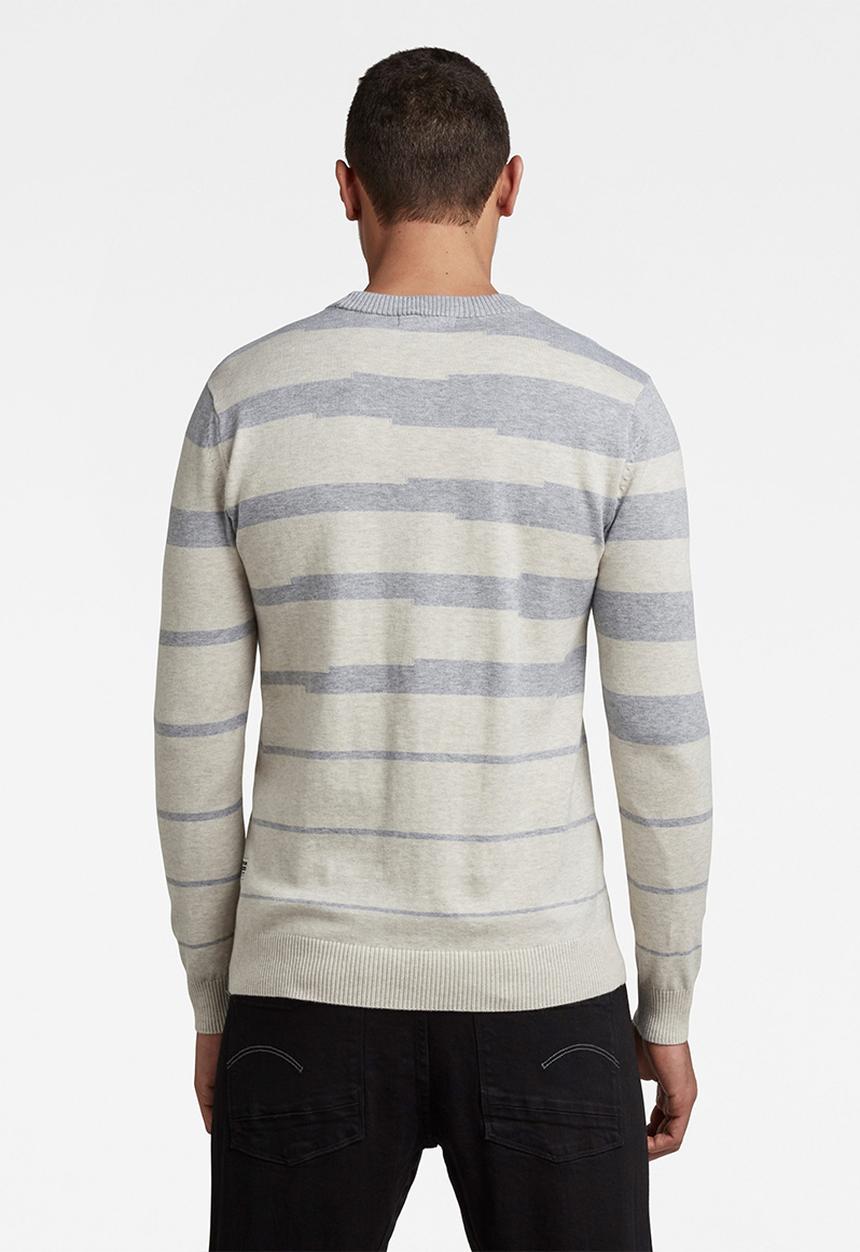 G-STAR - Broken stripe knit - grey & neutral 