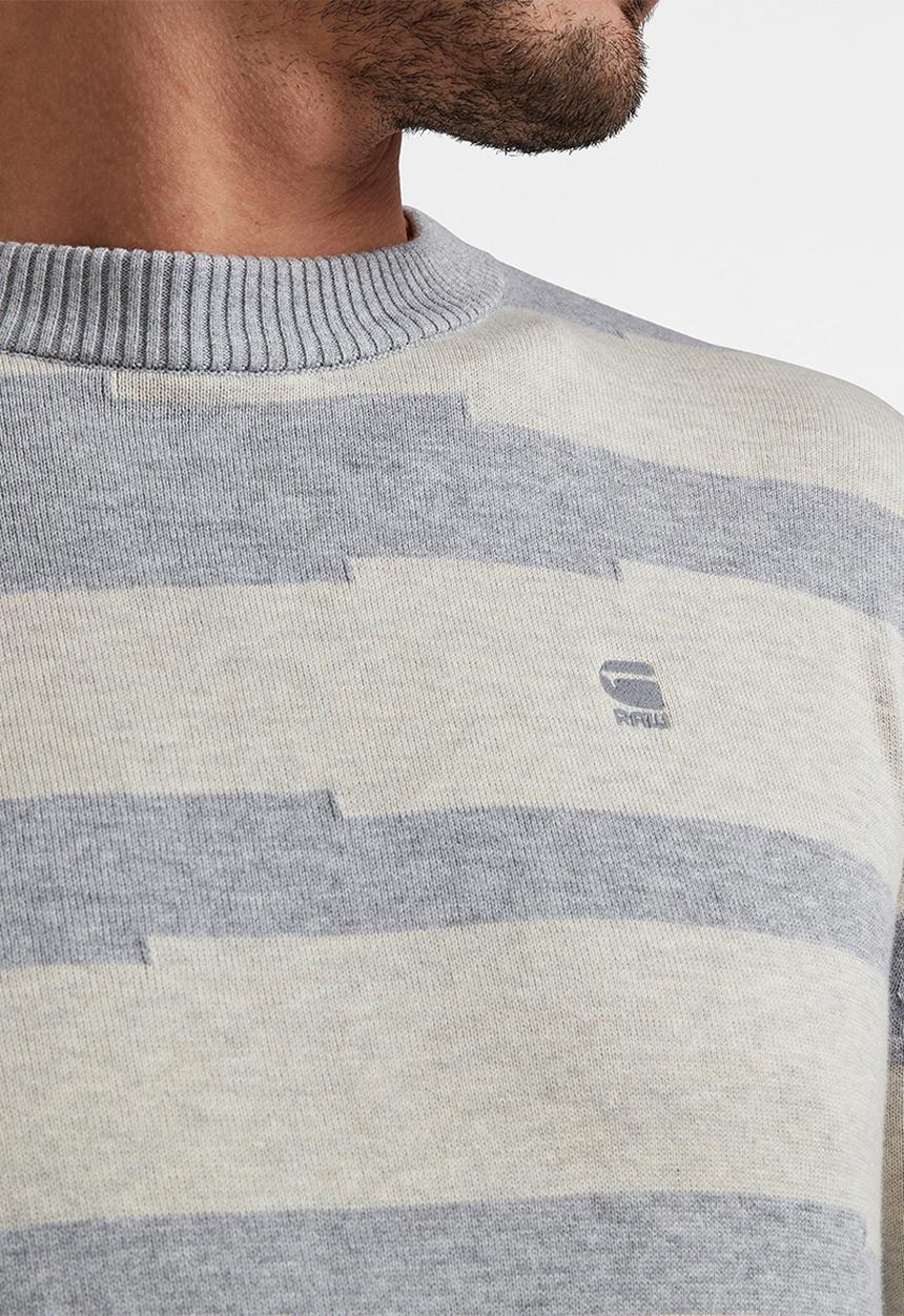 G-STAR - Broken stripe knit - grey & neutral 