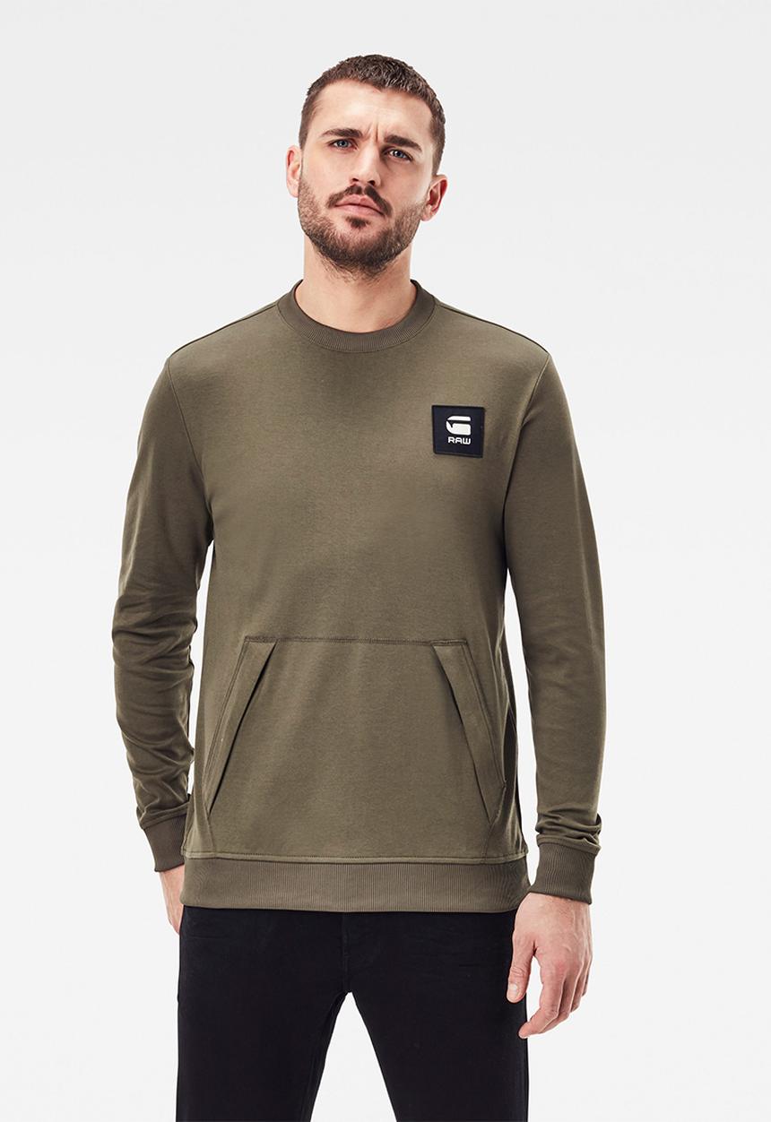 G-STAR - Box logo pocket sweater long sleeve tee - khaki 