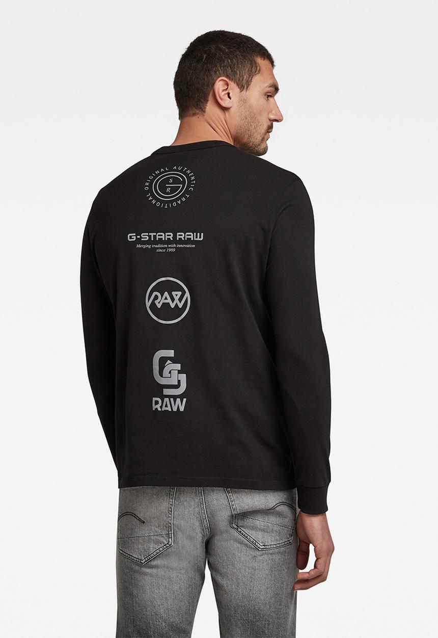 G-STAR - G-star reflective multi graphic long sleeve tee - black 