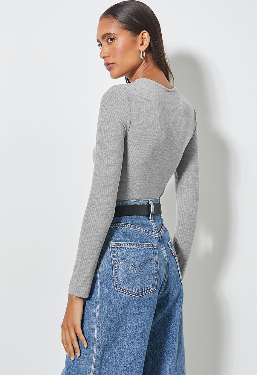 Superbalist - Rib crew neck bodysuit - grey 