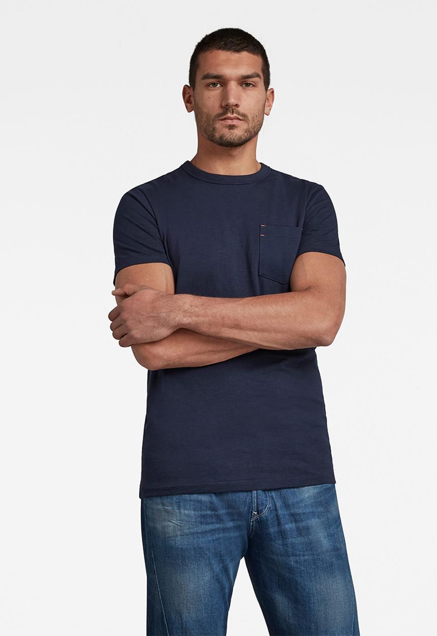 G-STAR - Contrast mercerized pocket short sleeve tee - navy 