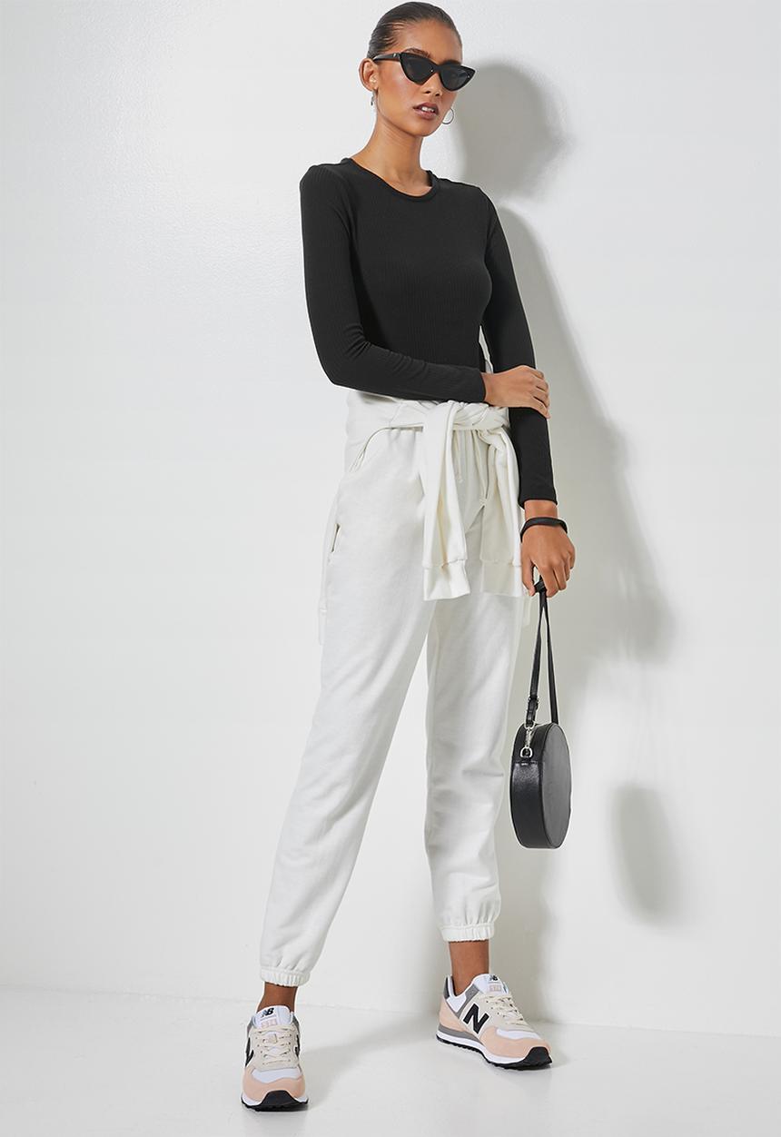 Superbalist - Rib crew neck bodysuit - black