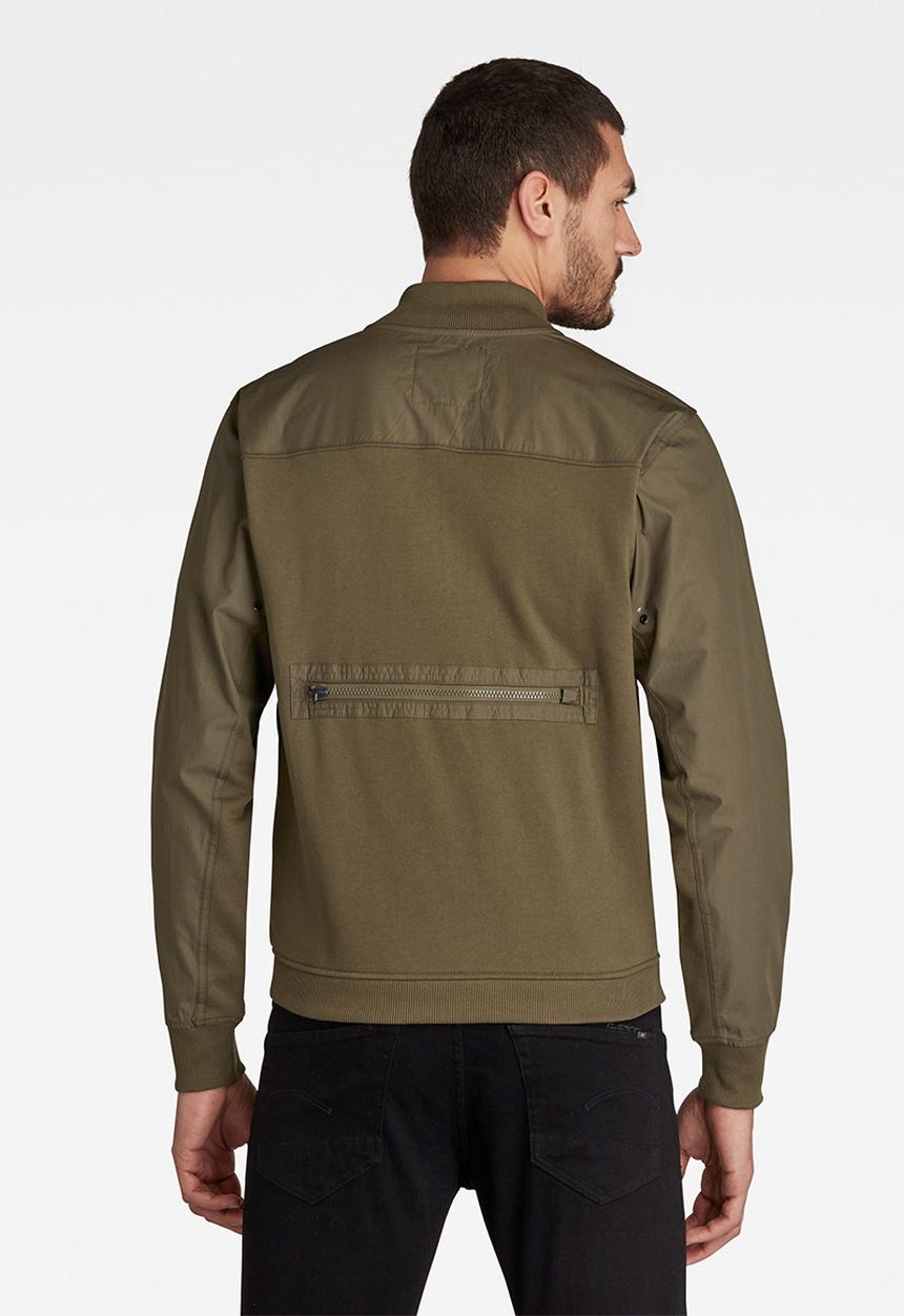 G-STAR - Mixed woven baseball zip through long sleeve sweat - olive