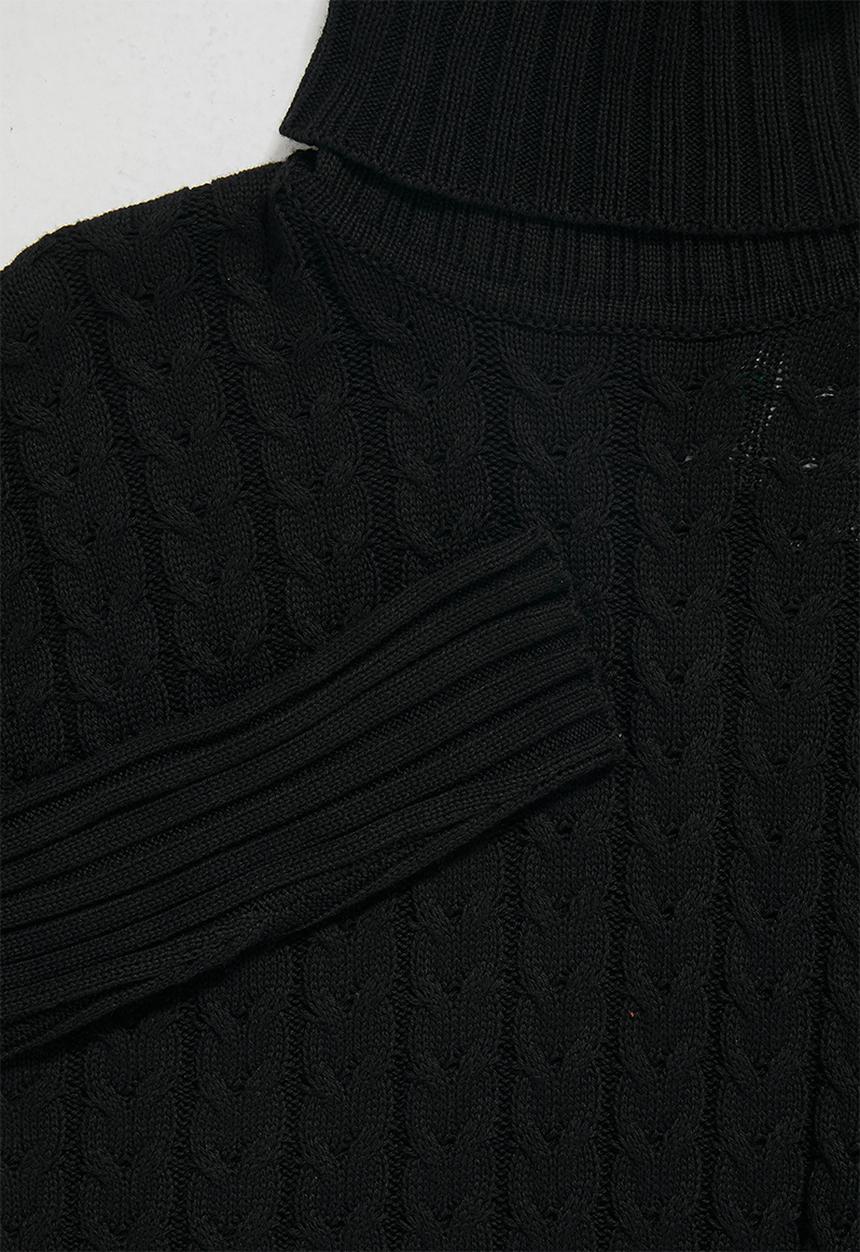 Superbalist - Organic cotton chunky roll neck dress - black