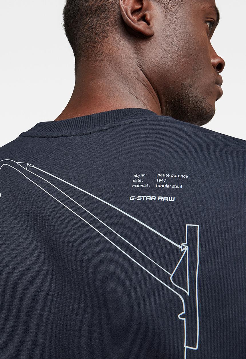 G-STAR - Drop shoulder objects graphic long sleeve sweat - navy