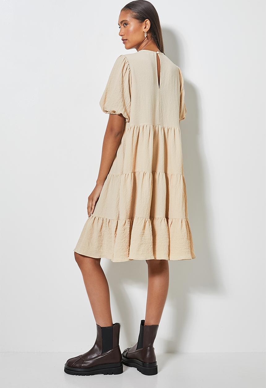 Superbalist - Bubble woven volume mini dress - neutral