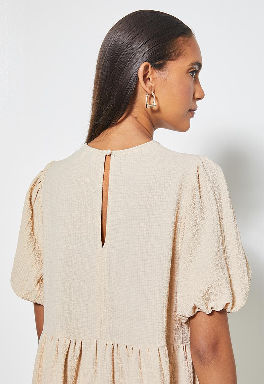 Superbalist - Bubble woven volume mini dress - neutral