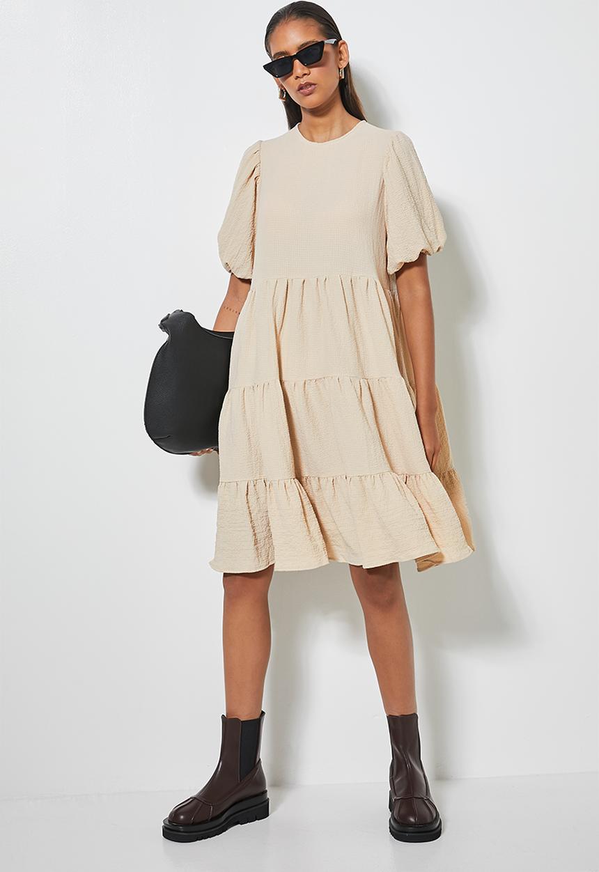 Superbalist - Bubble woven volume mini dress - neutral
