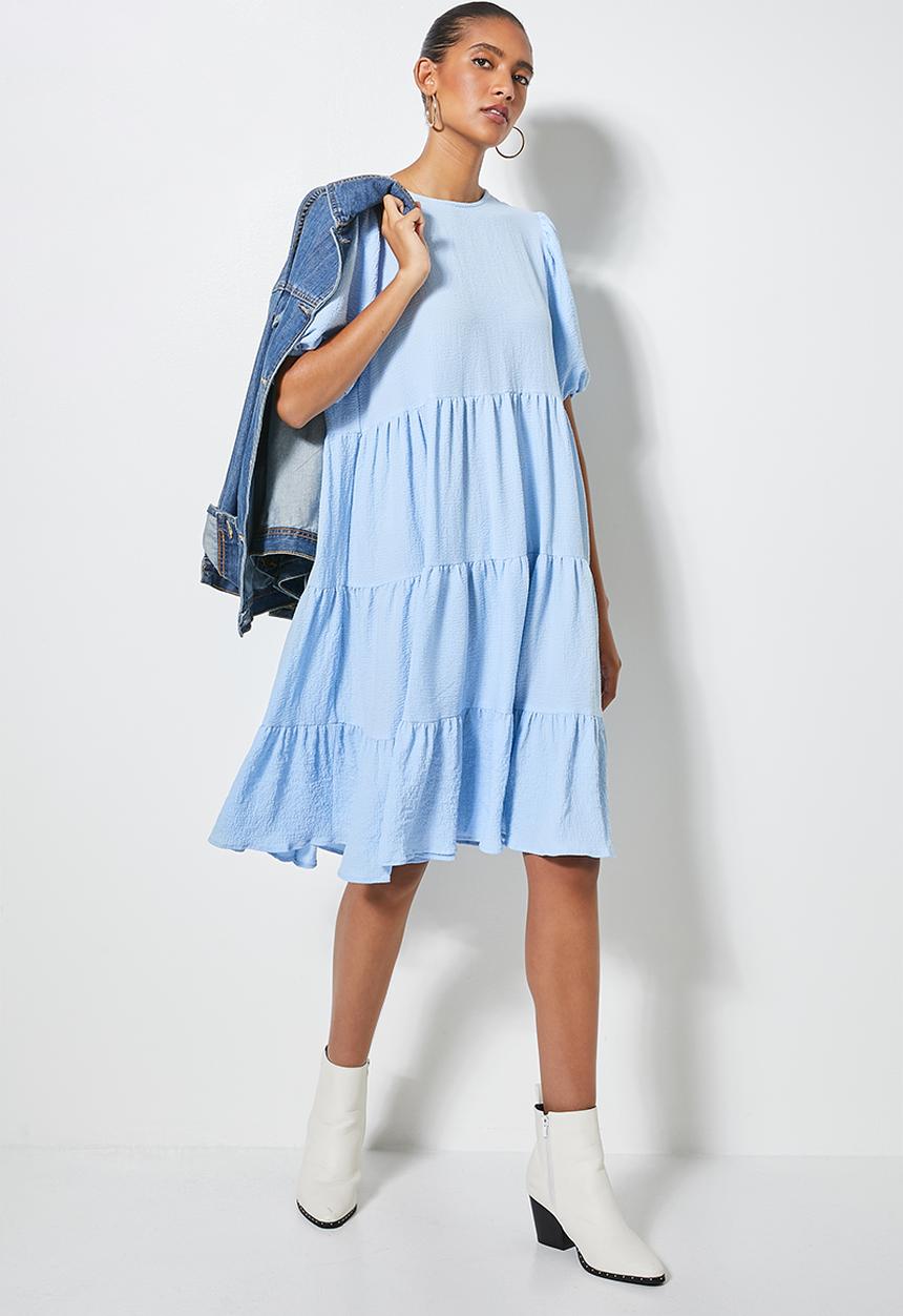 Superbalist - Bubble woven volume mini dress - blue