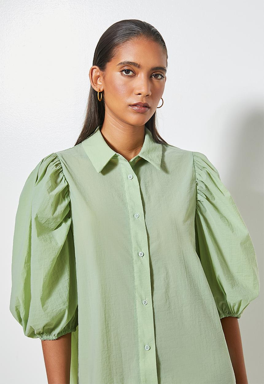 Superbalist - Exaggerated sleeve shirt dress - green